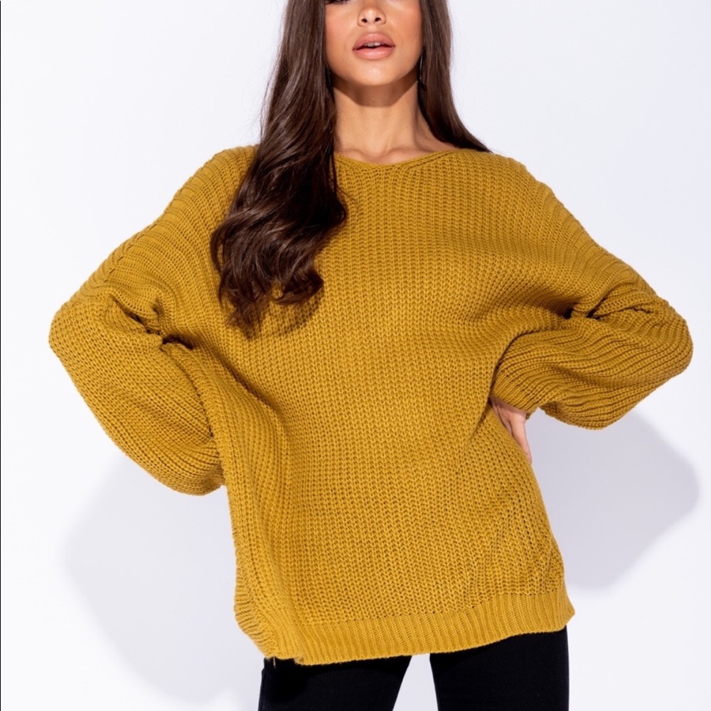 HP🍁 Mustard Twist back sweater! - Picture 2 of 3